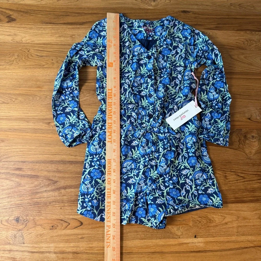 NWT Vineyard Vines Girl’s Romper XS 5-6 Blue Floral
